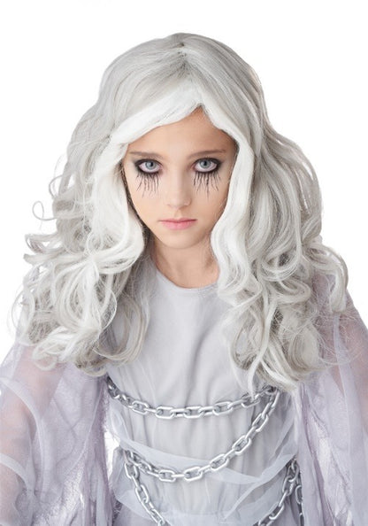Girl's Glow In The Dark Ghost Costume Wig - US 7615