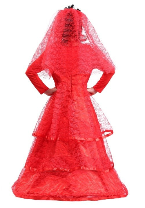 Girl's Red Gothic Wedding Dress Costume - US 6255
