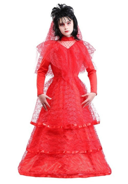 Girl's Red Gothic Wedding Dress Costume - US 6255