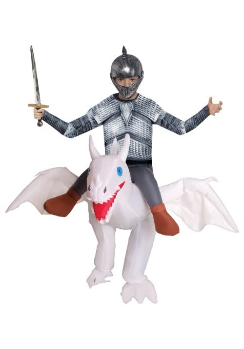 Inflatable White Ride on Dragon Child Costume - US 3202