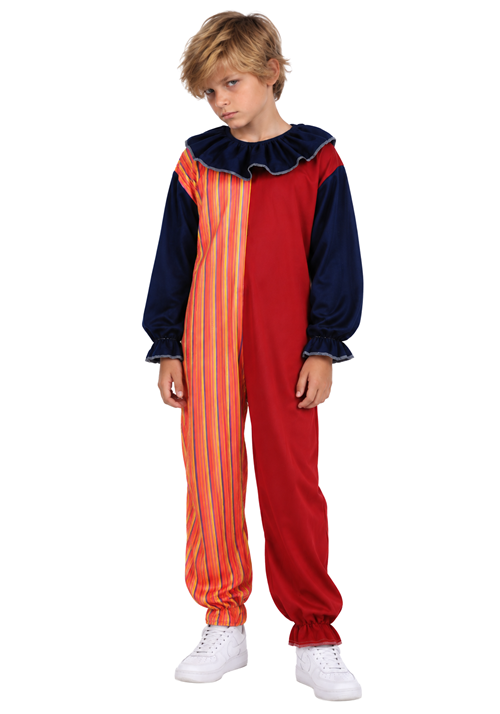 Child Striped Black & Red Clown Costume - US 7708