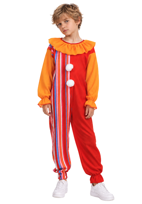 Child Striped Orange & Red Clown Costume - US 1886