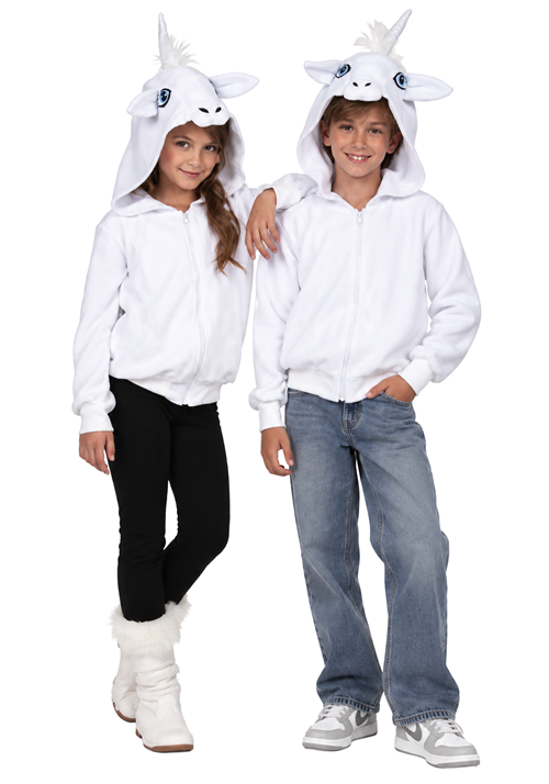 Child White Unicorn Hoodie Costume - US 7828
