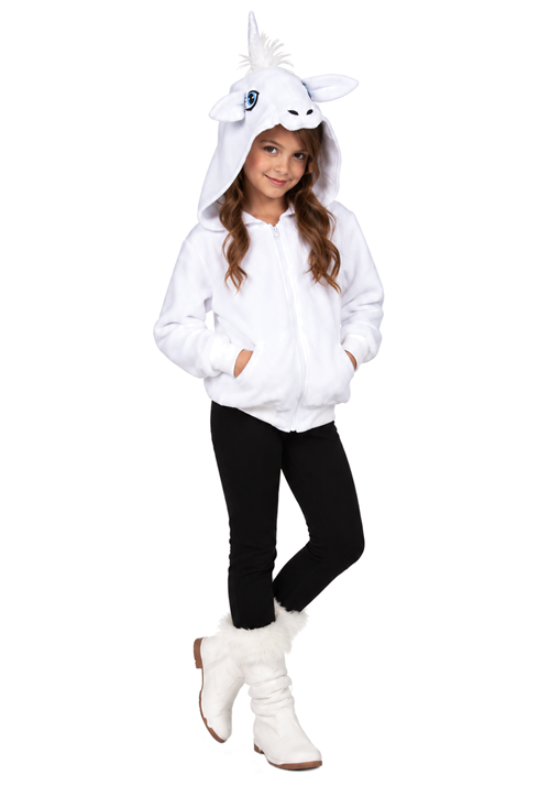 Child White Unicorn Hoodie Costume - US 7828