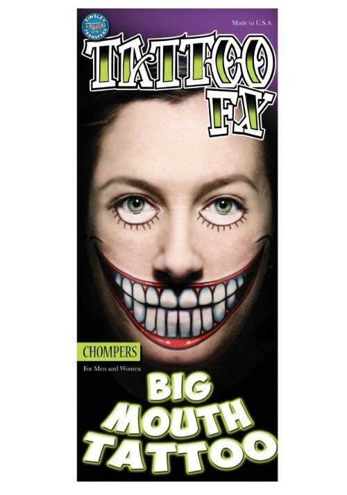 Chompers Temporary Big Mouth Tattoo Accessory - US 7858
