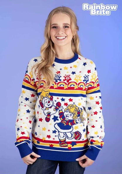 Retro Rainbow Brite Adult Ugly Christmas Sweater - US 9193