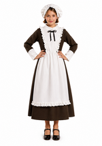 Kid's Colonial Peasant Girl Olive-Colored Costume Dress - US 9664