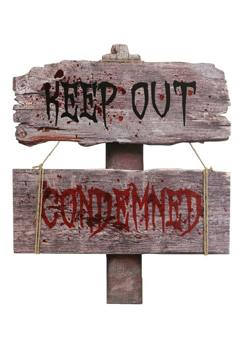 28-Inch Condemned Halloween Sign Decoration - US 9130
