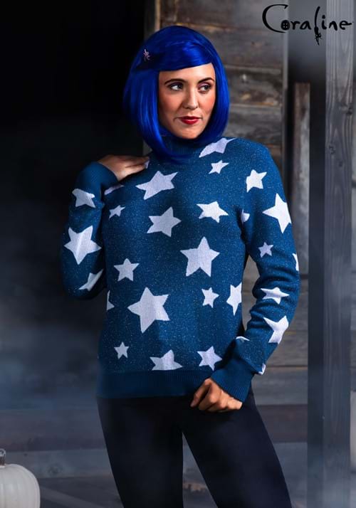 Adult Coraline Blue Star Sweater Costume - US 8932