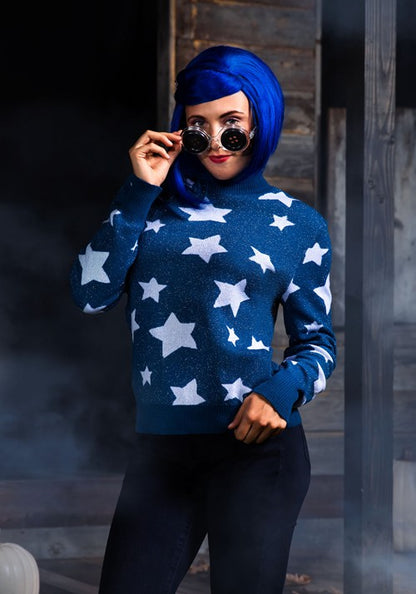 Adult Coraline Blue Star Sweater Costume - US 8932
