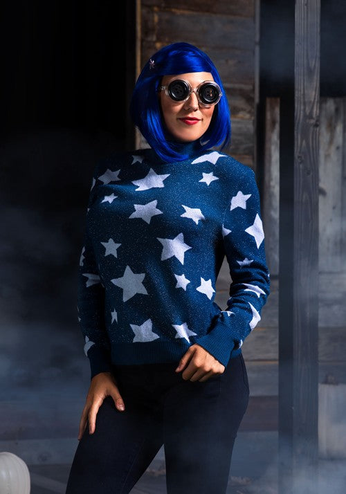 Adult Coraline Blue Star Sweater Costume - US 8932