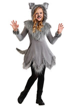 Grey Wolf Costume with Hooded Dress for Girls - US 1470