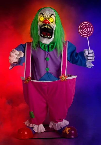 4FT Crazy Evil Killer Clown Animatronic Halloween Decoration - US 0155