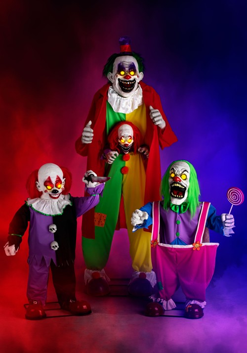 4FT Crazy Evil Killer Clown Animatronic Halloween Decoration - US 0155