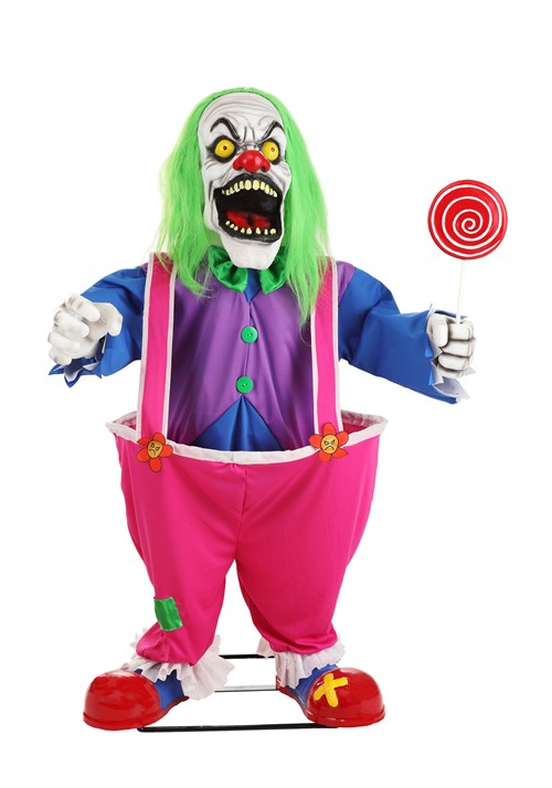 4FT Crazy Evil Killer Clown Animatronic Halloween Decoration - US 0155