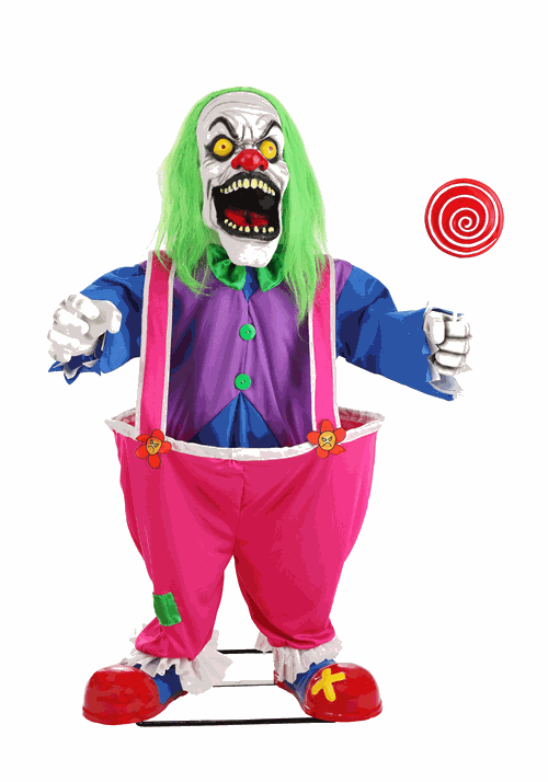 4FT Crazy Evil Killer Clown Animatronic Halloween Decoration - US 0155