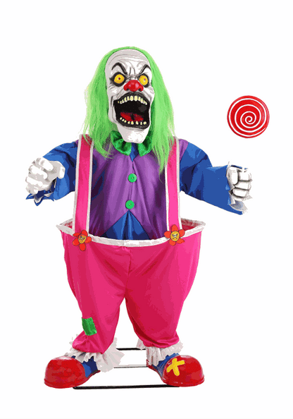 4FT Crazy Evil Killer Clown Animatronic Halloween Decoration - US 0155