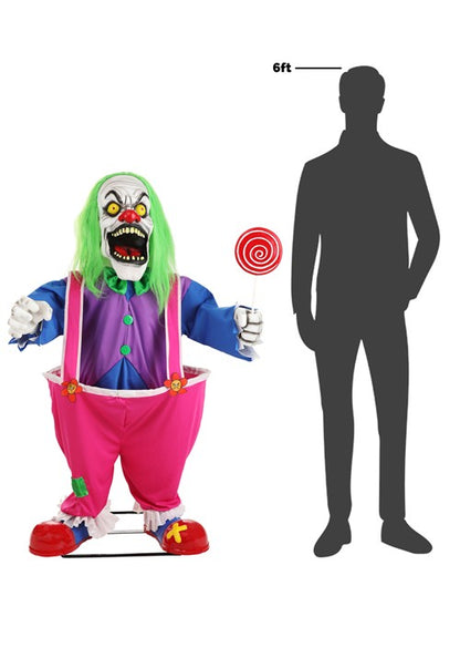 4FT Crazy Evil Killer Clown Animatronic Halloween Decoration - US 0155