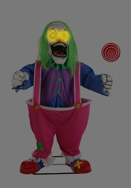 4FT Crazy Evil Killer Clown Animatronic Halloween Decoration - US 0155