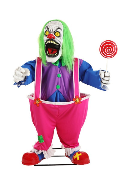 4FT Crazy Evil Killer Clown Animatronic Halloween Decoration - US 0155