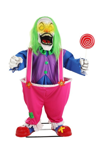 4FT Crazy Evil Killer Clown Animatronic Halloween Decoration - US 0155