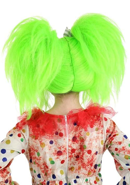 Neon Green Creepy Clown Wig for Girls - US 7343