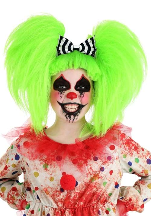 Neon Green Creepy Clown Wig for Girls - US 7343