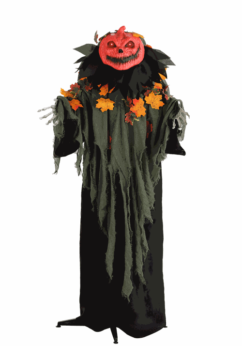 5.5FT Creepy Jeeves the Pumpkin Greeter Animatronic Decoration - Scream Saver - US 7038