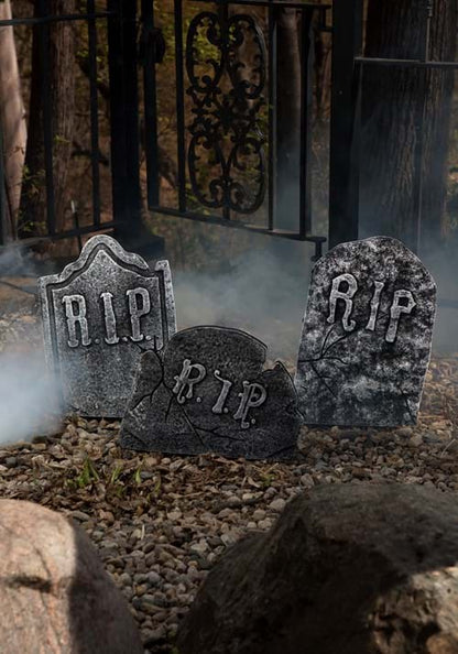 Set of 3 Crooked Stone Tombstone Decoration - US 3931
