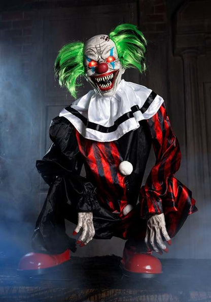2.9FT Crouching Clown Red Animatronic Decoration - US 7985