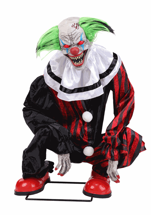 2.9FT Crouching Clown Red Animatronic Decoration - US 7985