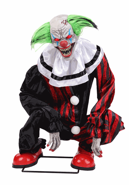 2.9FT Crouching Clown Red Animatronic Decoration - US 7985