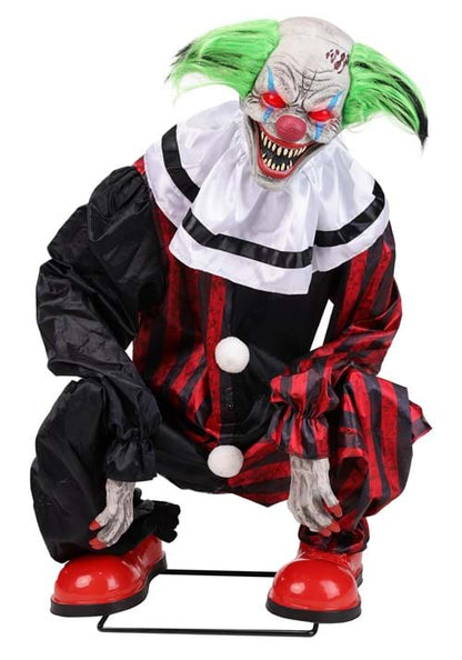 2.9FT Crouching Clown Red Animatronic Decoration - US 7985