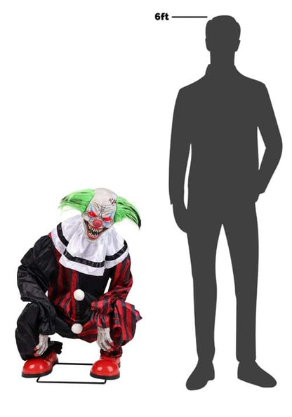 2.9FT Crouching Clown Red Animatronic Decoration - US 7985