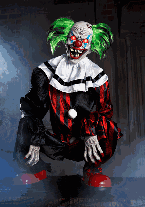 2.9FT Crouching Clown Red Animatronic Decoration - US 7985