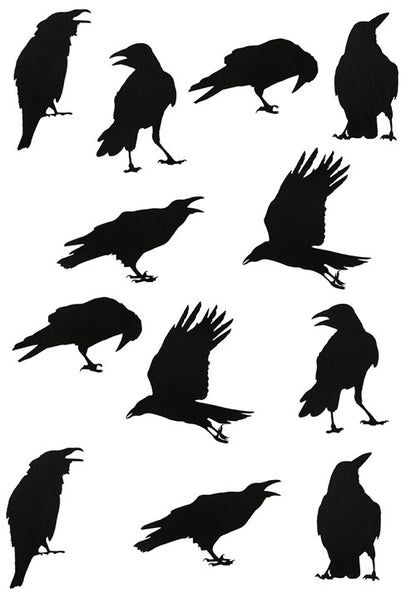 12 Piece Black Crow Stickers Halloween Decoration - US 9202