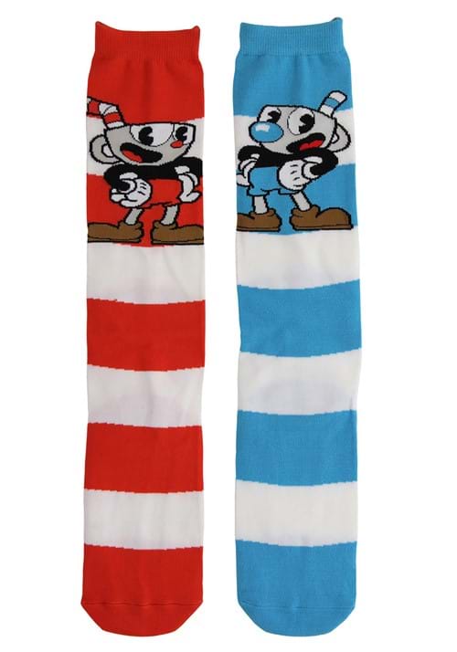 Knee High Cuphead & Mugman Striped Socks - US 7192