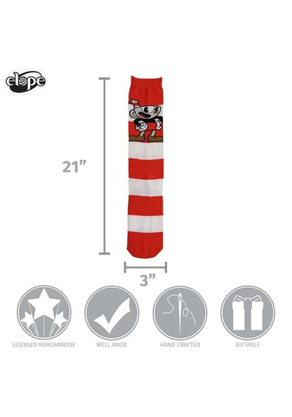 Knee High Cuphead & Mugman Striped Socks - US 7192