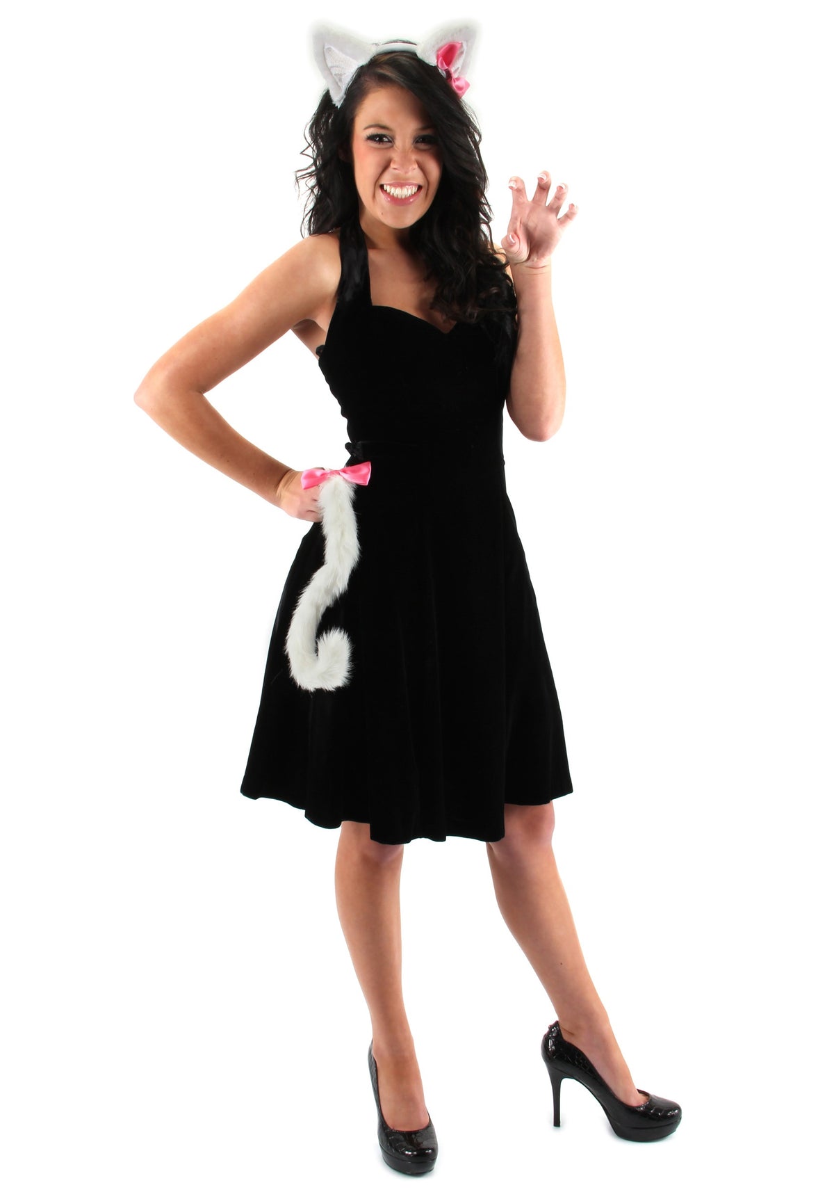 Cute White Kitty Ears & Tail Accessory Costume Set - US 5145
