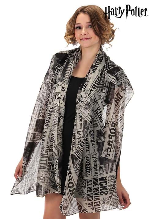 Harry Potter Daily Prophet Newspaper Print Lightweight Scarf - US 2374