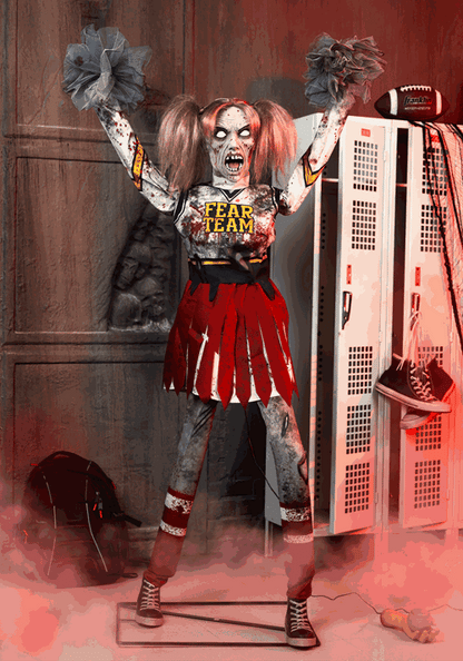 5.3FT Dead Squad Debbie the Zombie Cheerleader Animatronic Decoration - US 0799