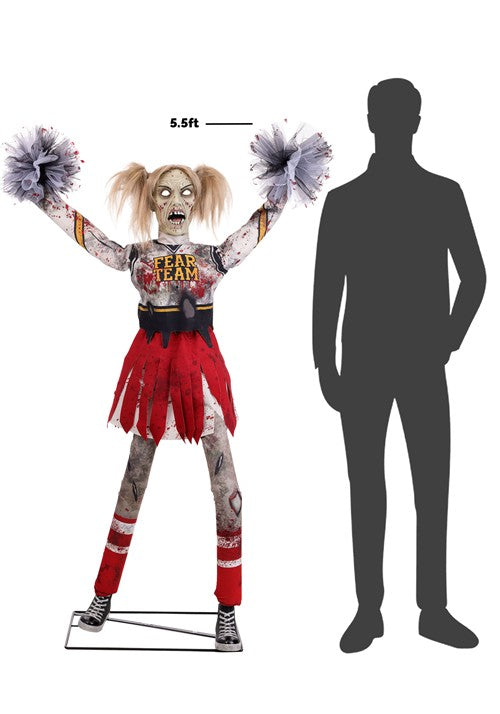 5.3FT Dead Squad Debbie the Zombie Cheerleader Animatronic Decoration - US 0799