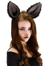 Deluxe Black Cat Ears Headband Costume Accessory - US 1888