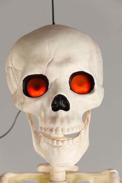 5FT Deluxe Flaming Light Up Eyes & Talking Skeleton Halloween Decoration - US 5203