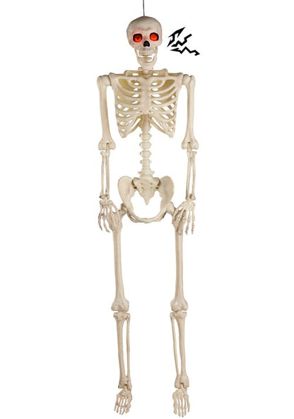 5FT Deluxe Flaming Light Up Eyes & Talking Skeleton Halloween Decoration - US 5203