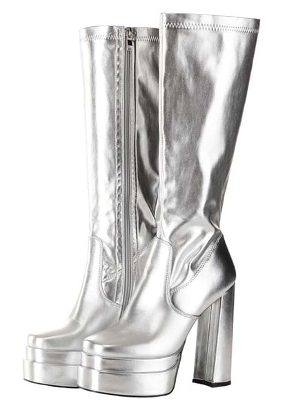 Deluxe Silver Gogo Boots for Women - US 4969