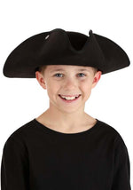 Deluxe Black Tricorn Costume Hat for Kids - US 8603