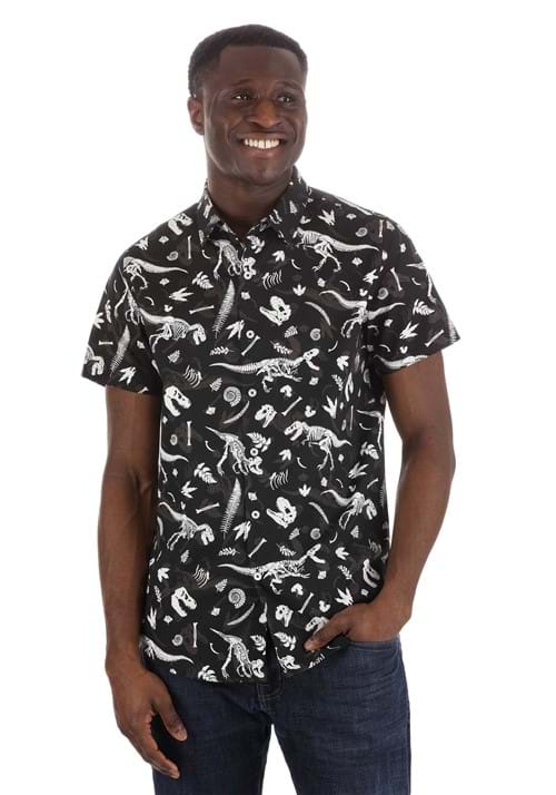 Adult Diggin' Up Dinosaurs Button Up Shirt - US 6848