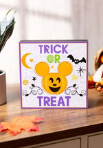 6-Inch Disney Halloween Mickey Pumpkin Trick or Treat Wooden Box Sign Decoration - US 6314