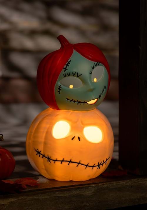 12-Inch Disney Jack and Sally Light Up Pumpkin Stack Decoration - US 2847